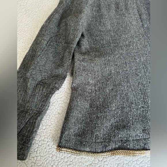 Ella Luna Chain Embellished Grey Wool Sweater Jacket Size L - Picture 10 of 11